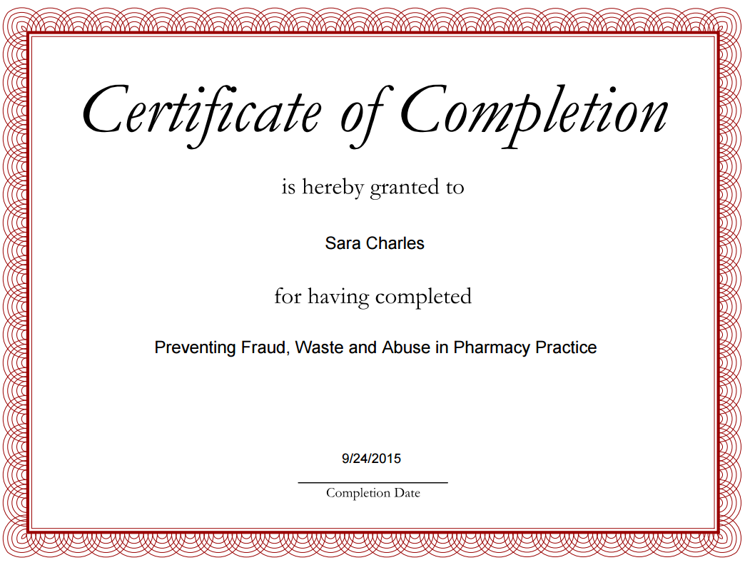 Completion Certificate